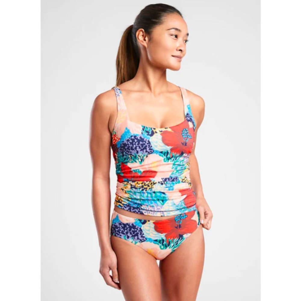 Athleta 32BC Bora Bora Print Square Neck Bra Cup Tankini Top NWT